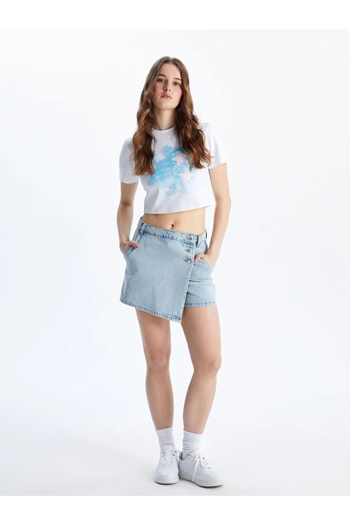 LC Waikiki XSIDE Mavi Dar Fit Mini Jean Şort Etek