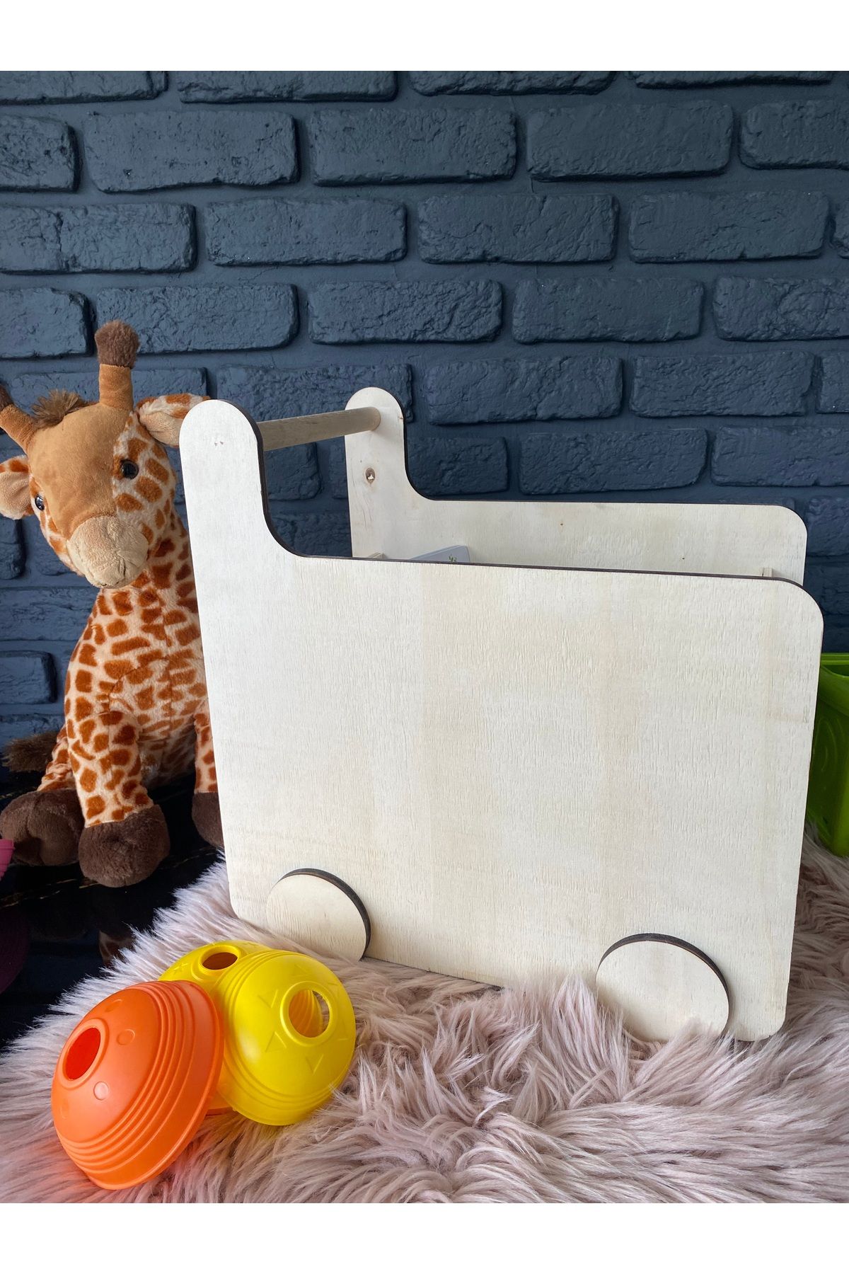 LNDHOME STORE Montessori Ahşap Oyuncak ve Kitap Kutusu/Düzenleyici-Araba