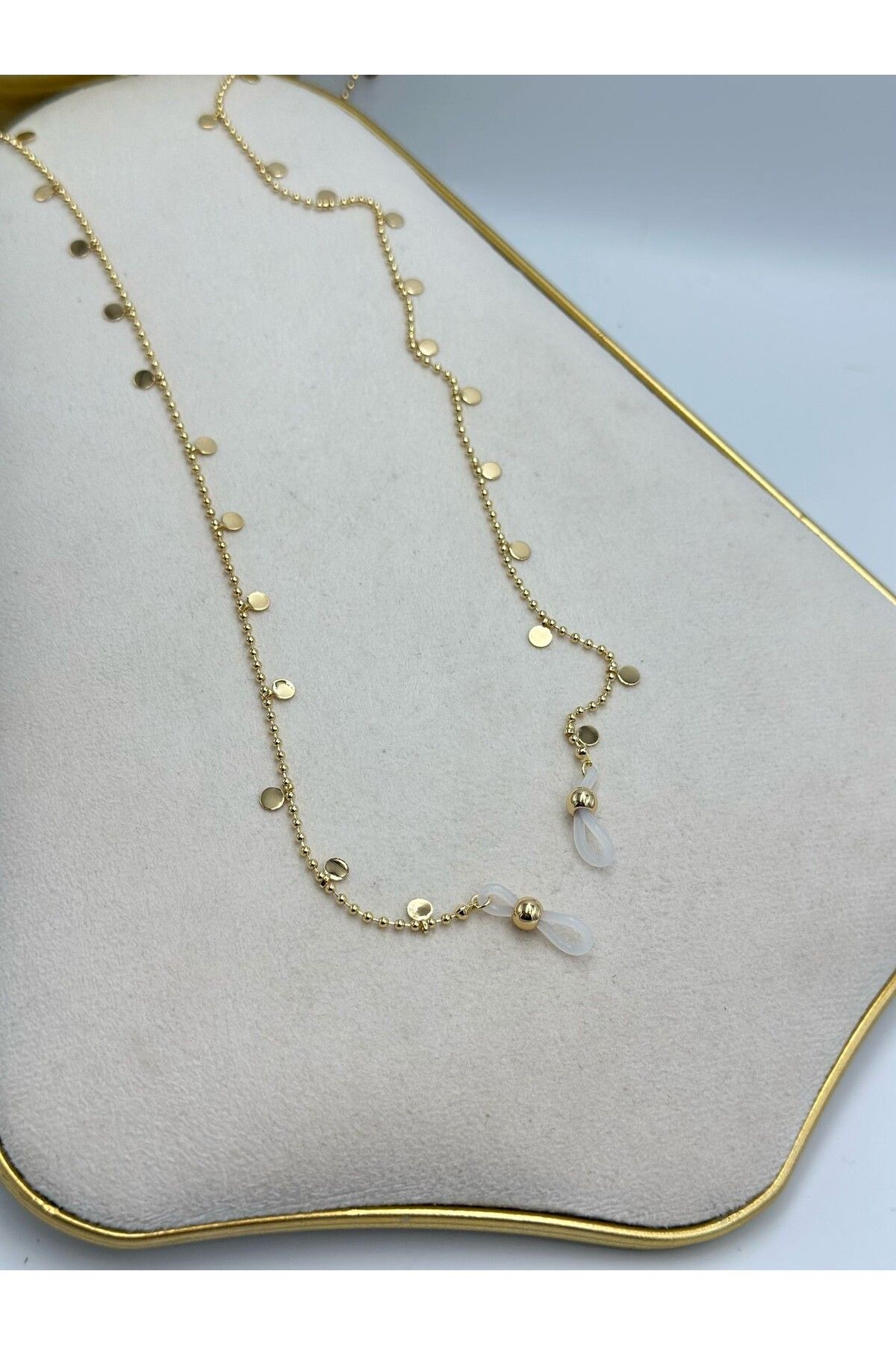 MyladyAccessoriess Ezme Ve Topçuk Detaylı Altın Kaplama Gözlük İpi