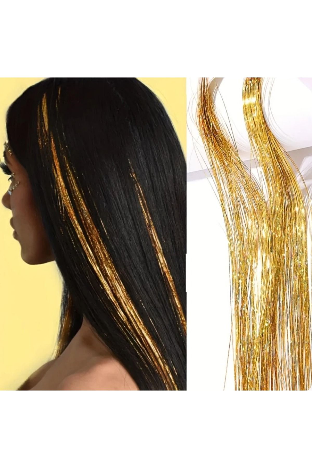 Saç Simi Hair Tinsel Altın Sarısı Saç Aksesuarı (1 ADET)