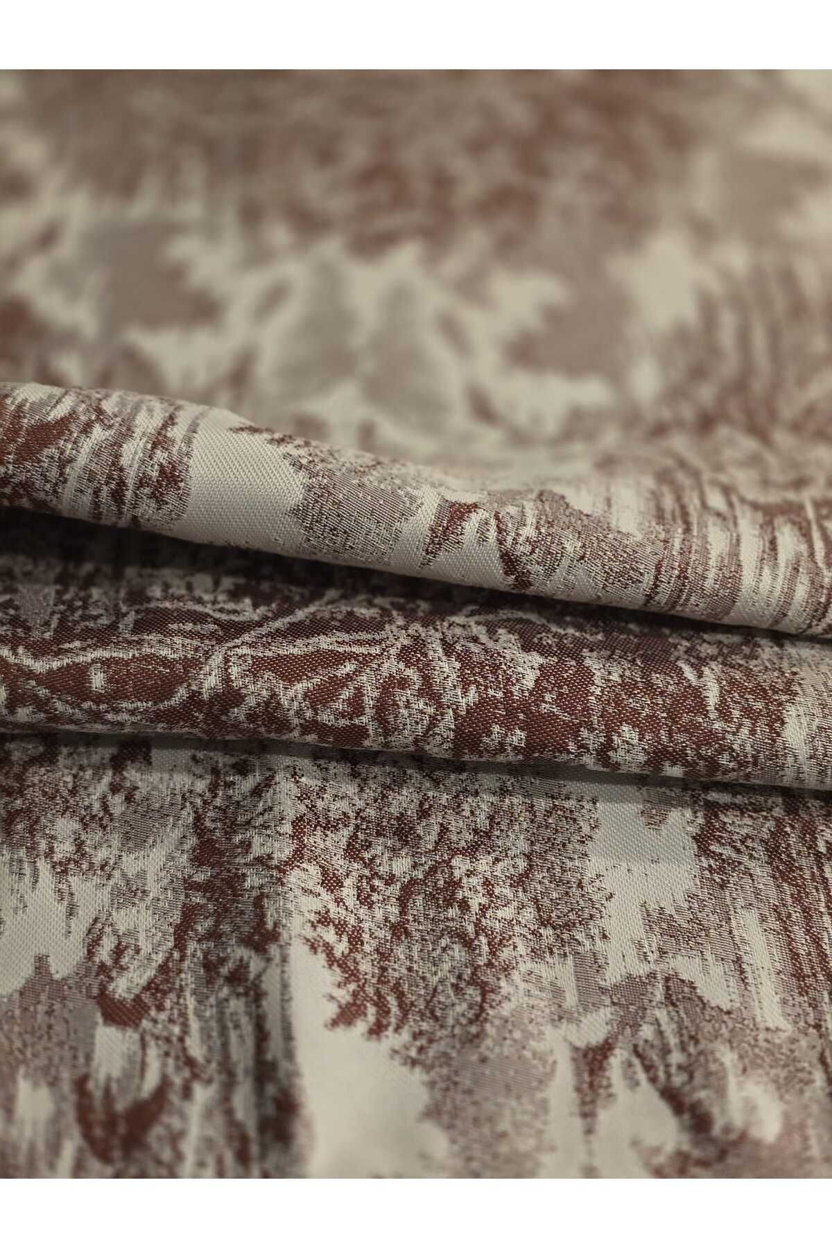 LOOM & LAUREL Jakarlı Dokuma Kumaş 160 X 160 Masa Örtüsü Bordo Ağırlıklı