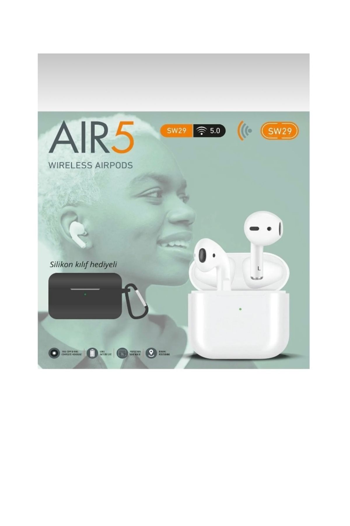 abnturk Aır5 Sw29 Kablosuz Bluetooth Kulaklık Koruma Kılıf Hediyeli Beyaz Renk Wıreless Kulaklık