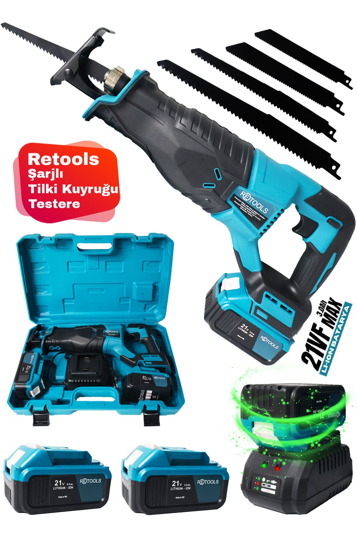 RETOOLS ŞARJLI TİLKİ KUYRUĞU TESTERE