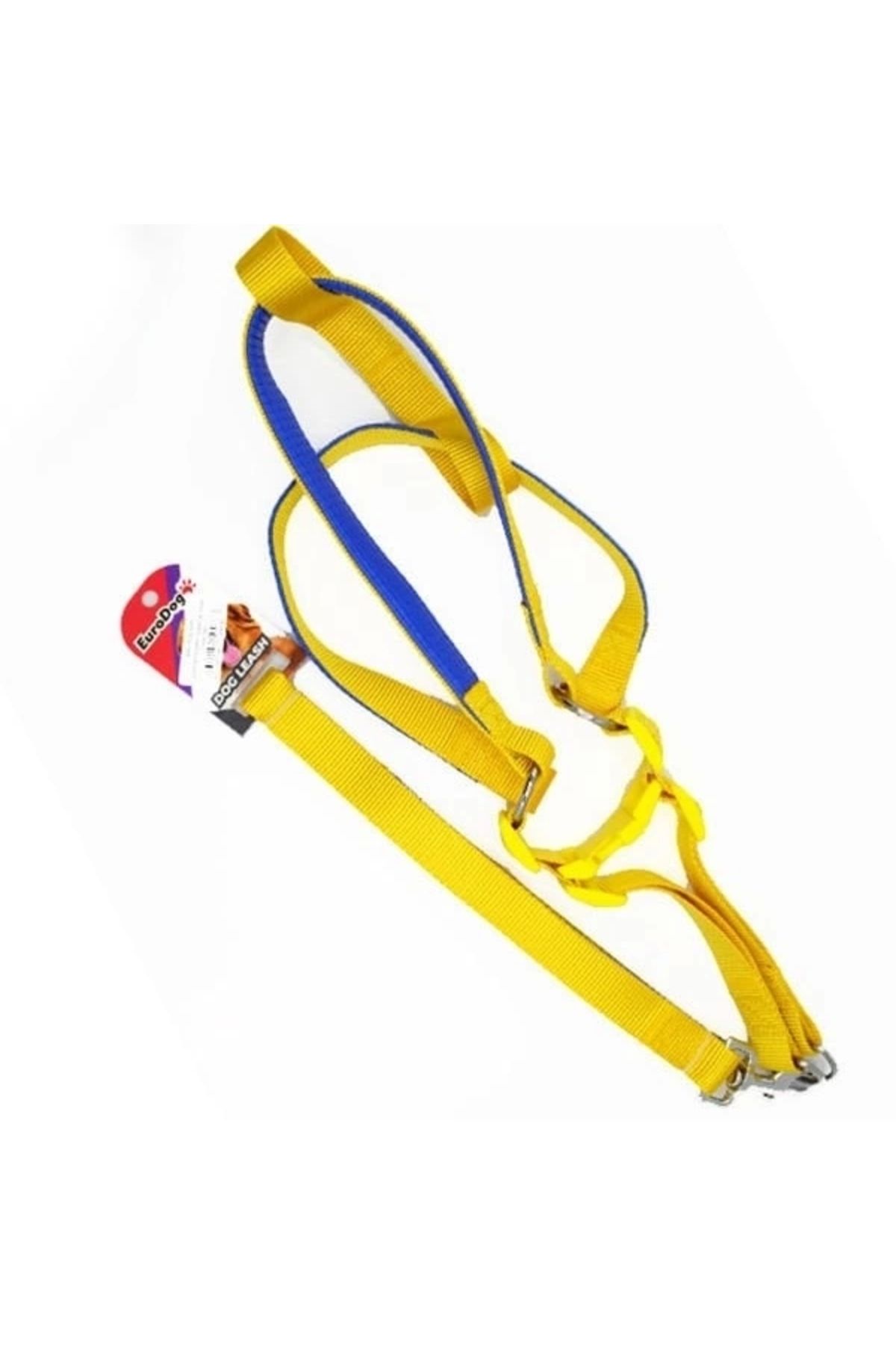 YNT İthalat Euro Dog Köpek Uzatma Tasması ve Göğüs Tasması Takımı Sarı 25 Mm 120 Cm