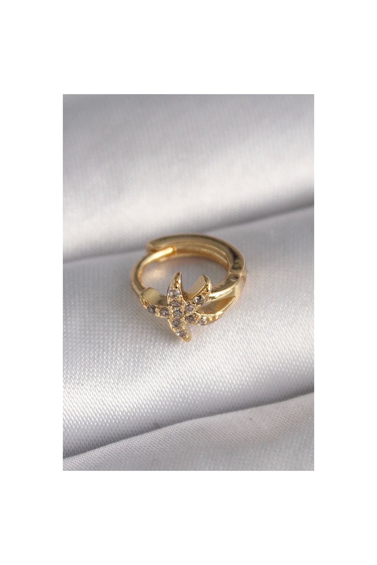 Marsilyan 316L Çelik Gold Renk Zirkon Taşlı Deniz Yıldızı Model Tragus Piercing - TJ-PR1318