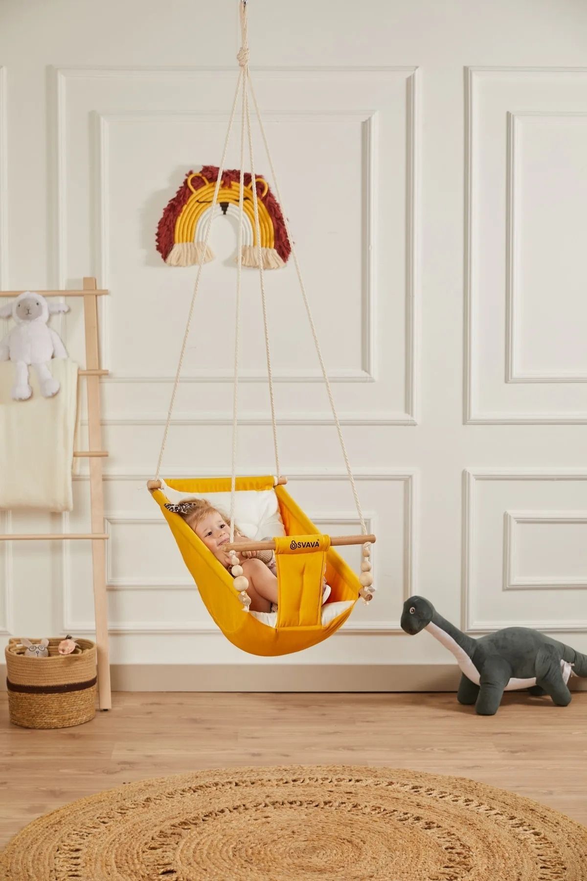 scoco Rüya Ahşap Bebek Hamak %100 Pamuklu Ev Tipi Tavan Salıncak