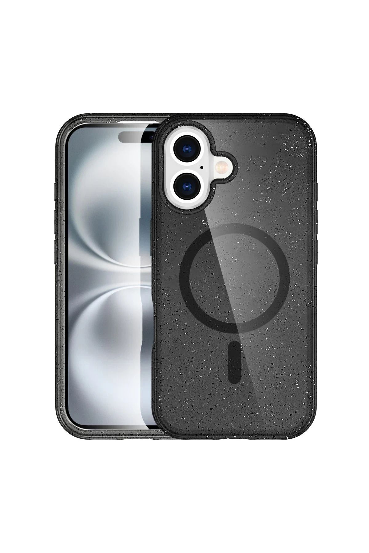NewFace iPhone 16 Plus Kılıf Glow Magsafe Kapak - Siyah HNZRN
