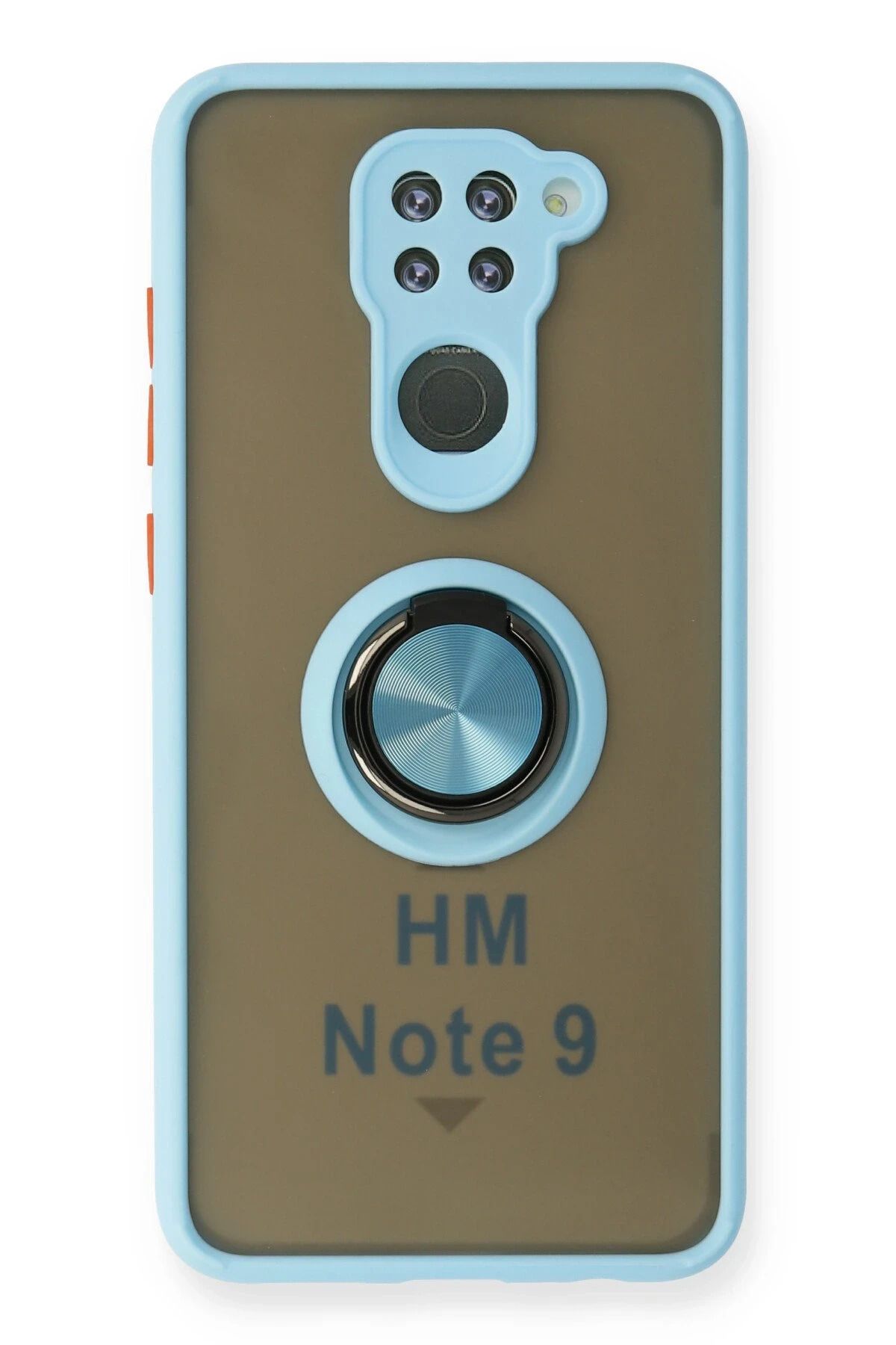 NewFace Xiaomi Redmi Note 9 Kılıf Montreal Yüzüklü Silikon Kapak - Buz Mavi HNZRN