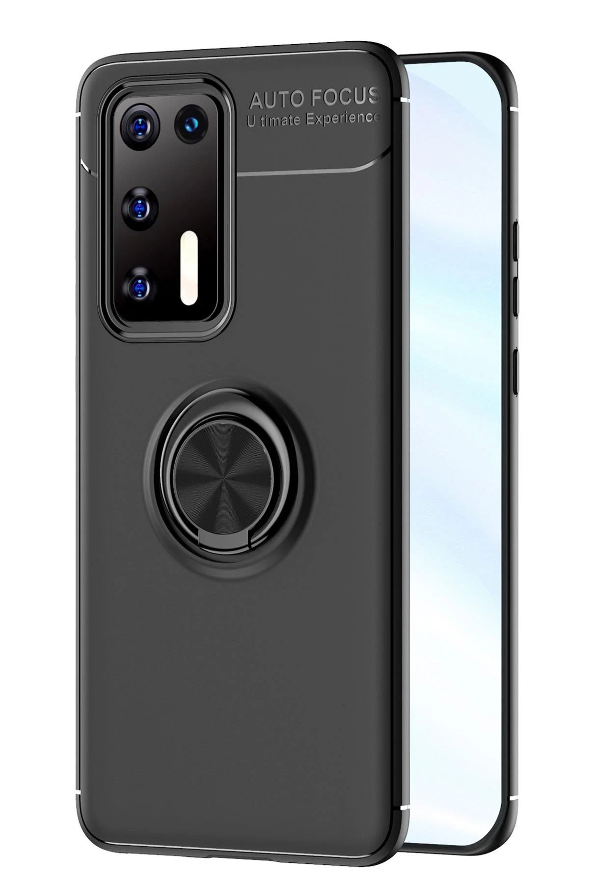 NewFace Huawei P40 Kılıf Range Yüzüklü Silikon - Siyah HNZRN