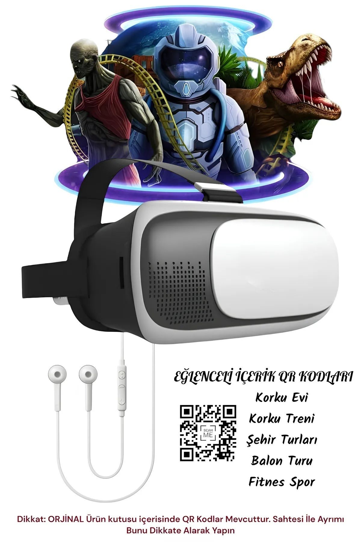 BLGELEKTRONİK Vr 360 Sanal Gerçeklik Gözlüğü Ve Kulaklık Qr Içeik Kodları Full Set