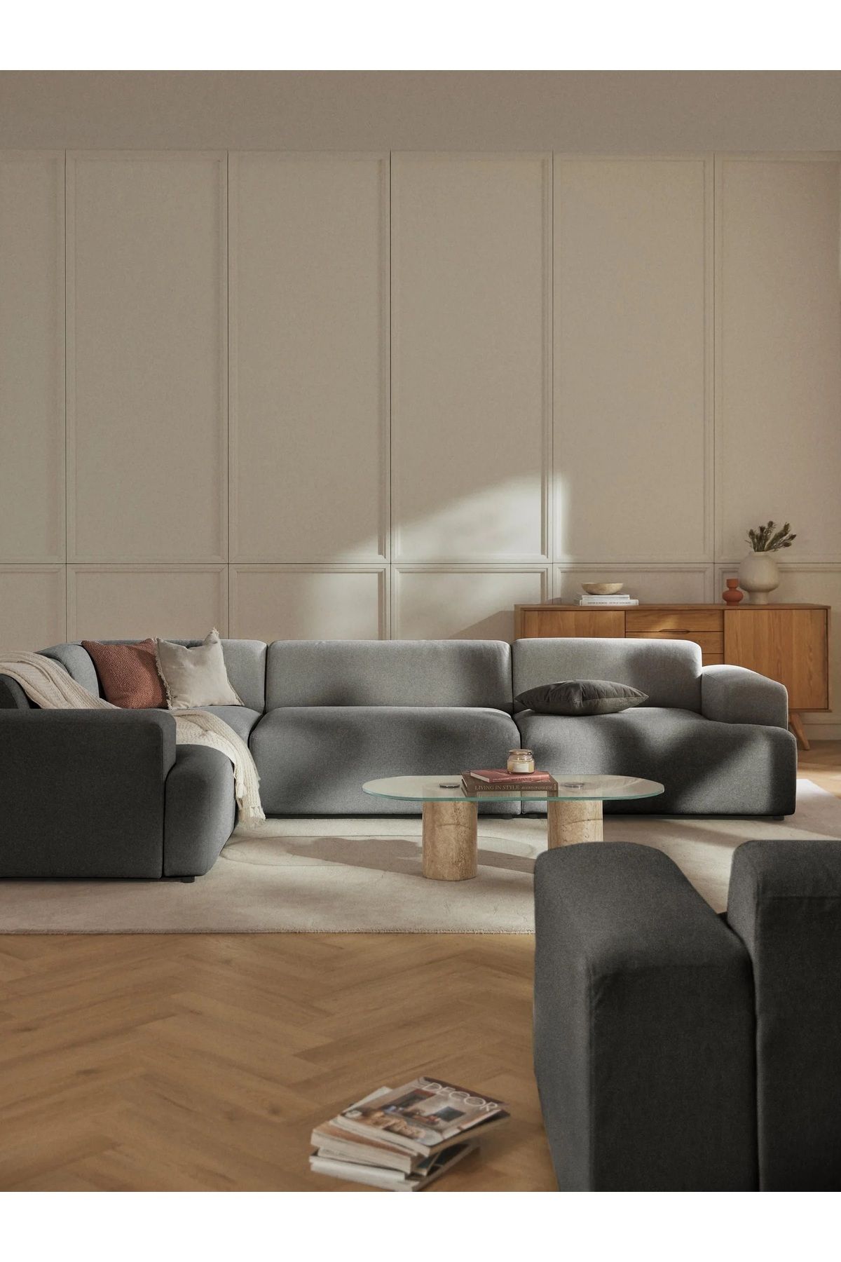 S Home Design Concept Molly 4 Modül Köşe Koltuk, Sol Köşe, Gri, Keten