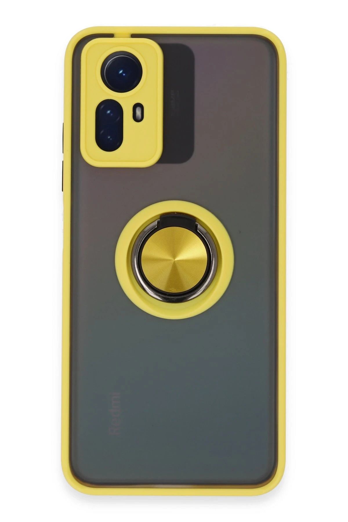 NewFace Xiaomi Redmi Note 12S Kılıf Montreal Yüzüklü Silikon Kapak - Sarı NRMSA