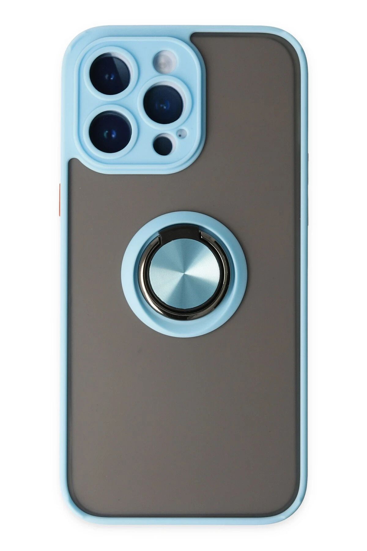 NewFace iPhone 14 Pro Kılıf Montreal Yüzüklü Silikon Kapak - Buz Mavi LZWDR