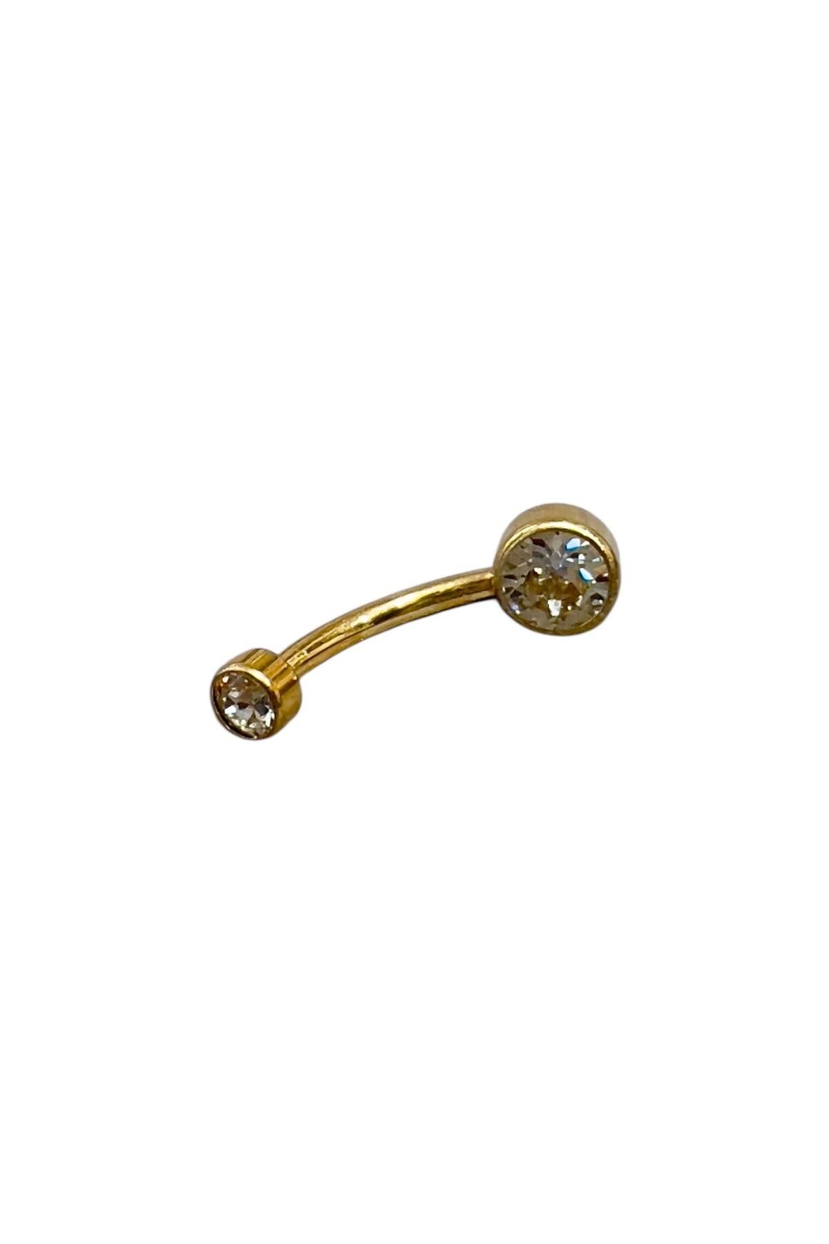 Defne Silver Titanyum Taşlı Göbek Piercing
