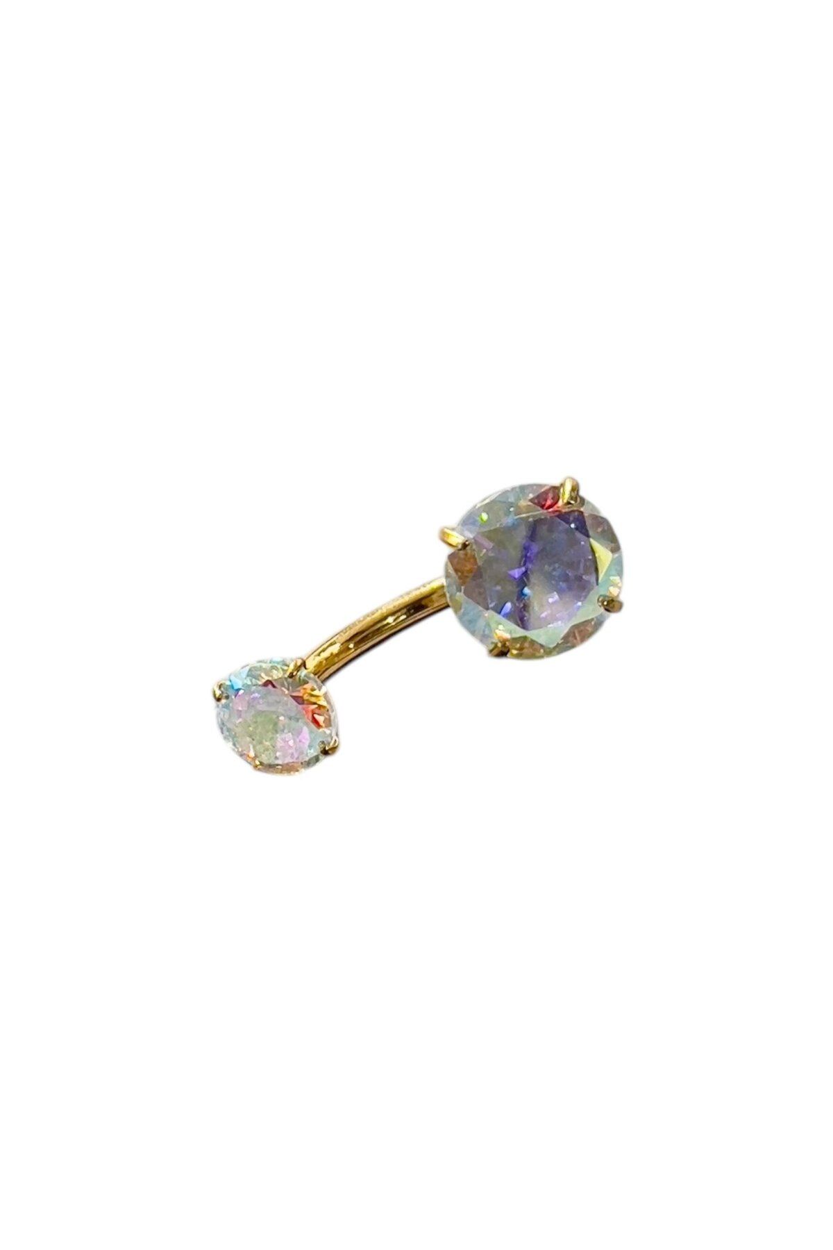 Defne Silver Titanyum Taşlı Göbek Piercing