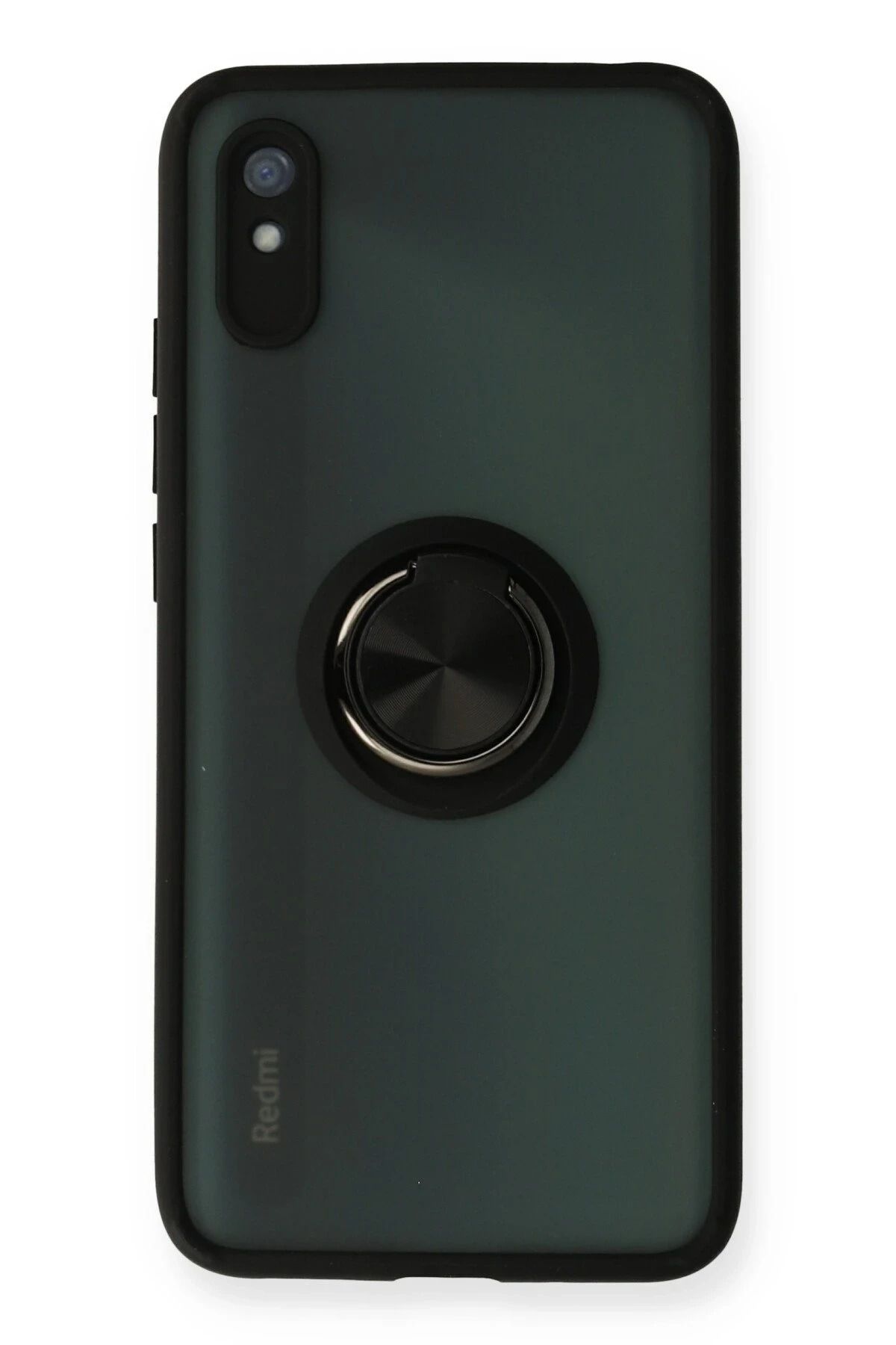 NewFace Xiaomi Redmi 9A Kılıf Montreal Yüzüklü Silikon Kapak - Siyah NRMSA