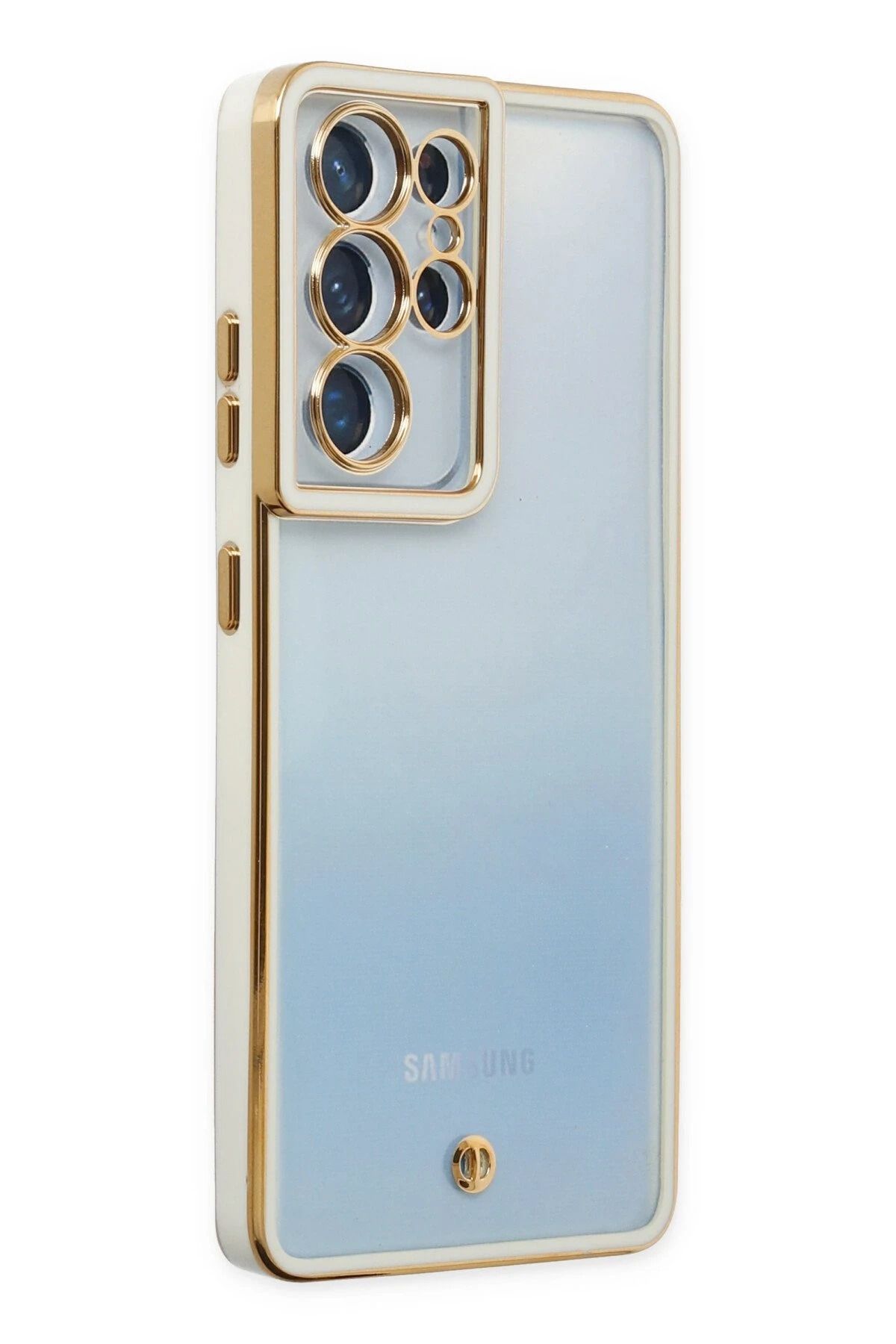 NewFace Samsung Galaxy S21 Ultra Kılıf Liva Lens Silikon - Beyaz FERRG