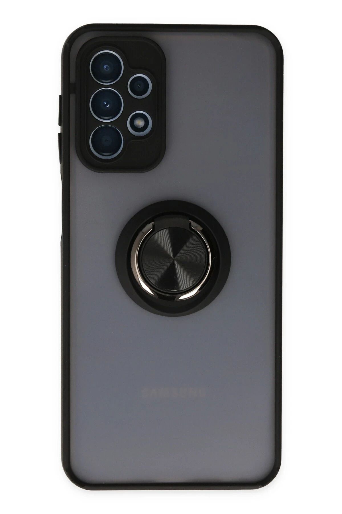 NewFace Samsung Galaxy A23 4G Kılıf Montreal Yüzüklü Silikon Kapak - Siyah INSLM