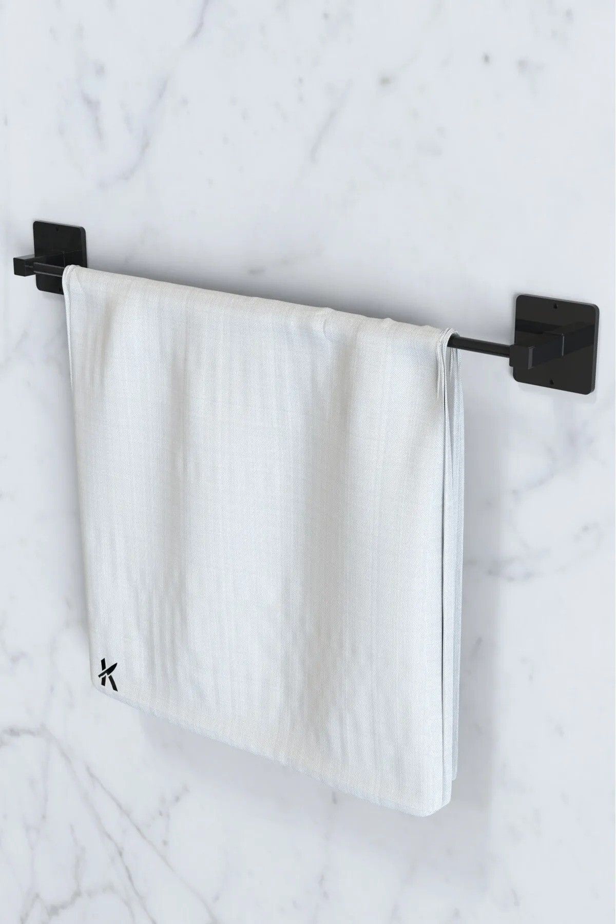 LA-CE HOME Yapışkanlı Siyah Uzun Havluluk Pratik Ve Şık Banyo Mutfak Havluluk