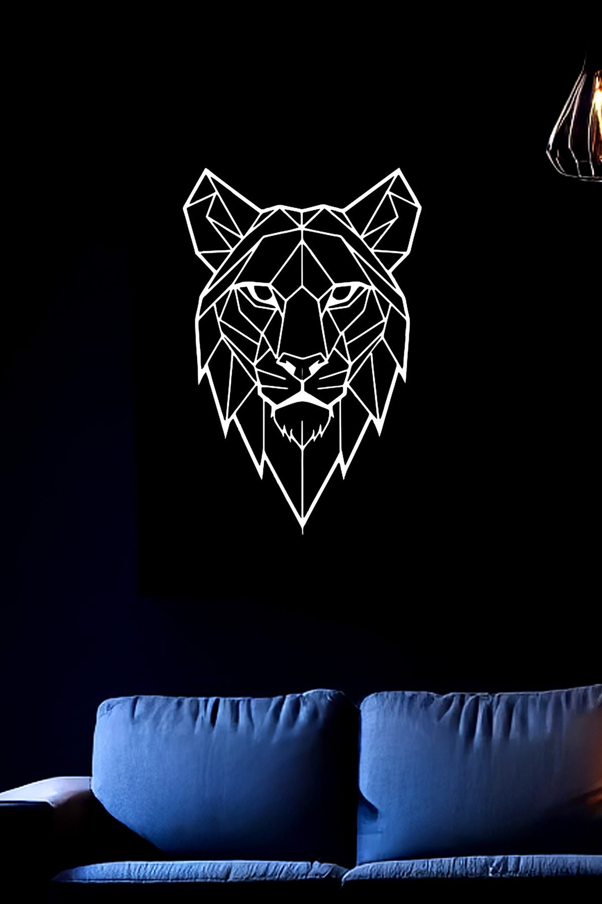 Angels Passion Geometrik Reflektörlü Aslan Aslan Figürlü Pleksi Duvar Dekoru