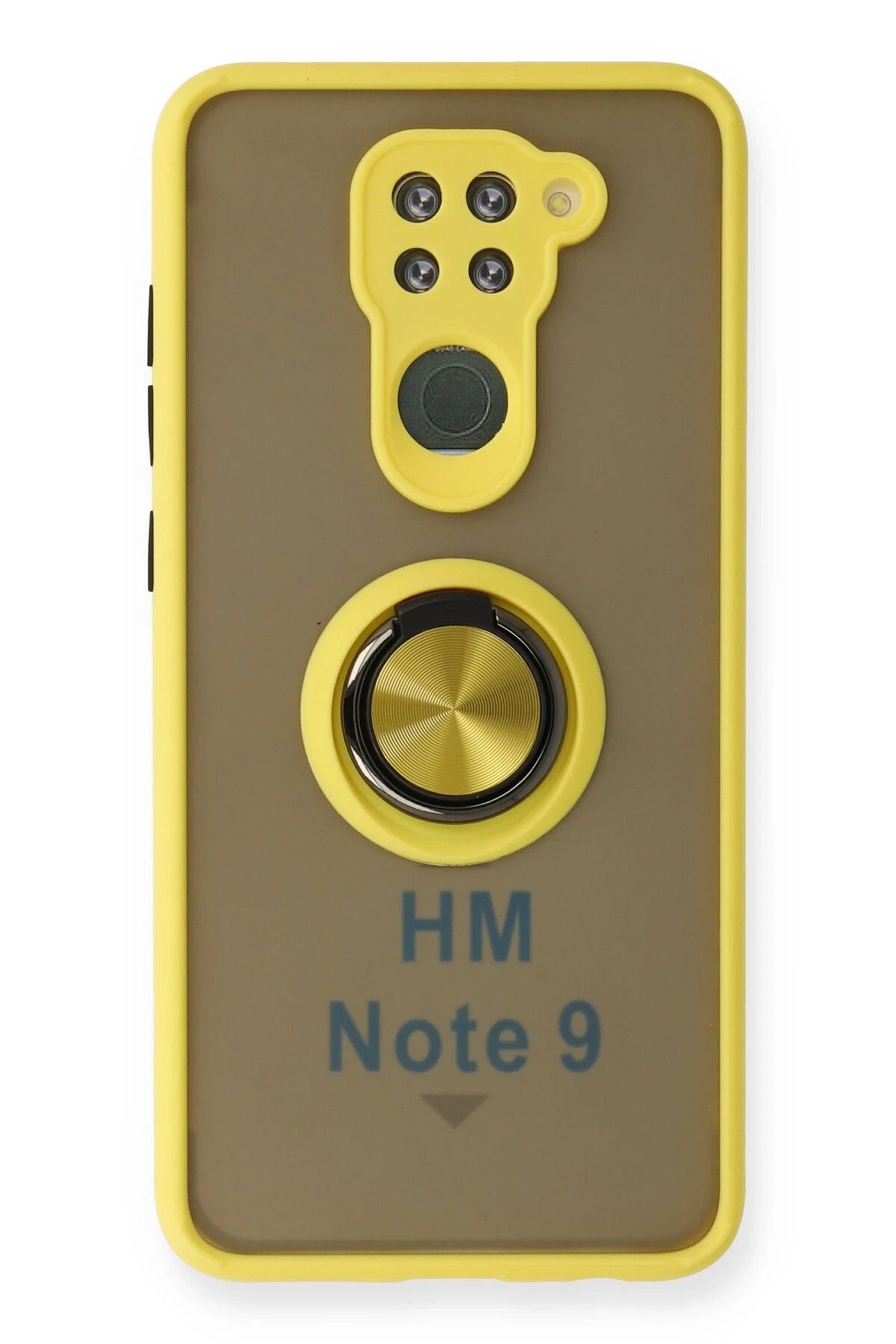 NewFace Xiaomi Redmi Note 9 Kılıf Montreal Yüzüklü Silikon Kapak - Sarı INSLM
