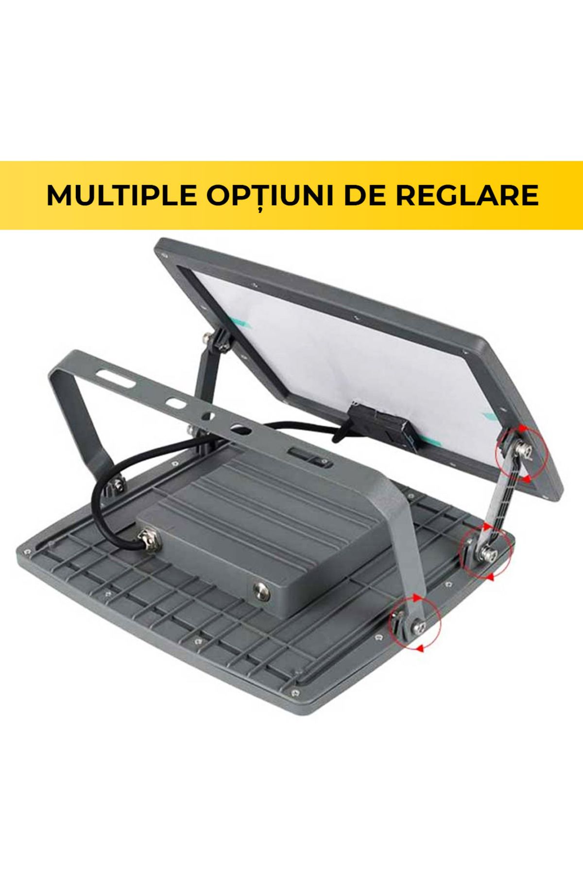 CLASSLIGHTS-Reflector solar LED, 100W, panou solar policristalin, interior/exterior, baterie 10.000 mAh 3