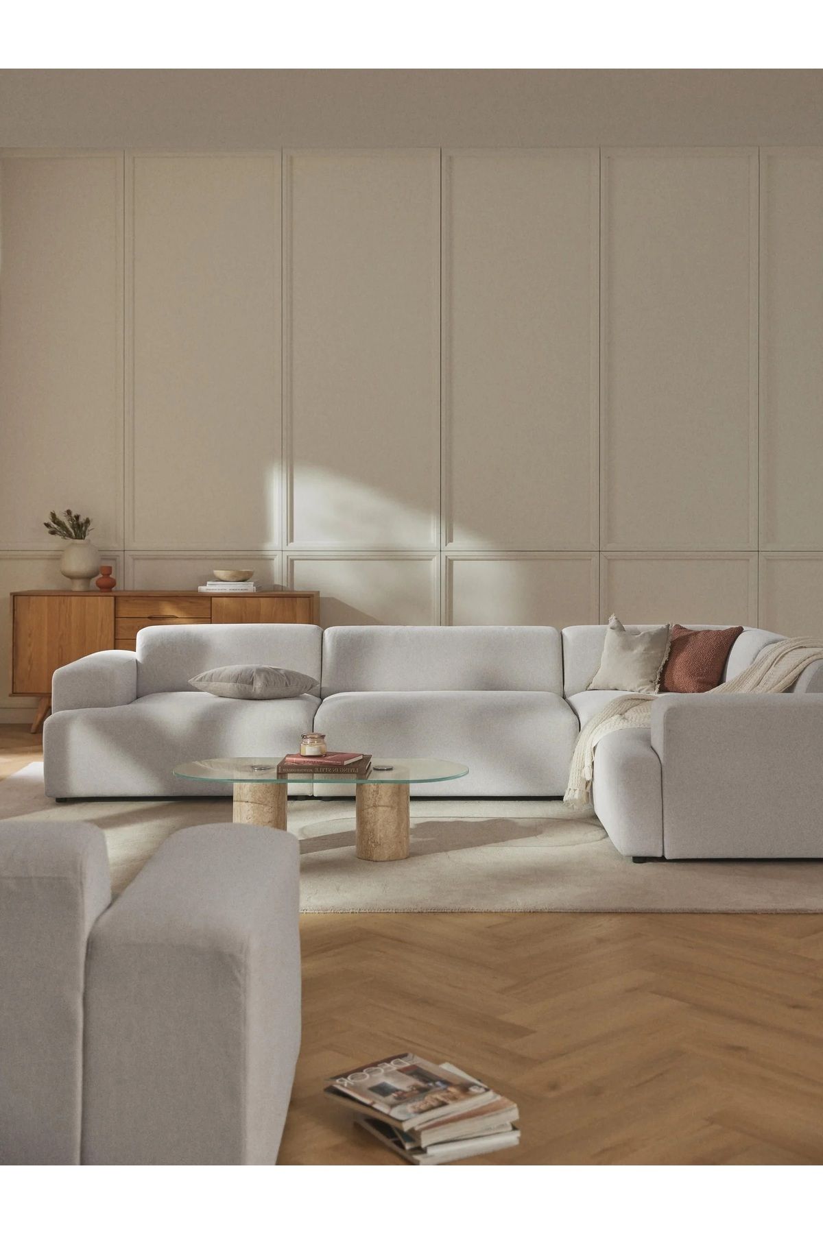 S Home Design Concept Molly 4 Modül Köşe Koltuk, Sağ Köşe, Açık Gri, Keten