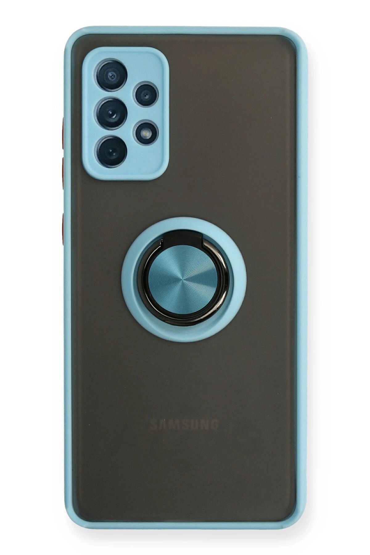 NewFace Samsung Galaxy A72 Kılıf Montreal Yüzüklü Silikon Kapak - Buz Mavi NRMSA