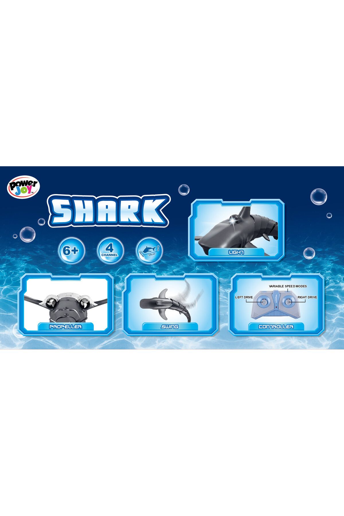 Power Joy-Remote Control Shark 2.4G with Light | Shark-Shaped Remote Control Toy for Kids 3