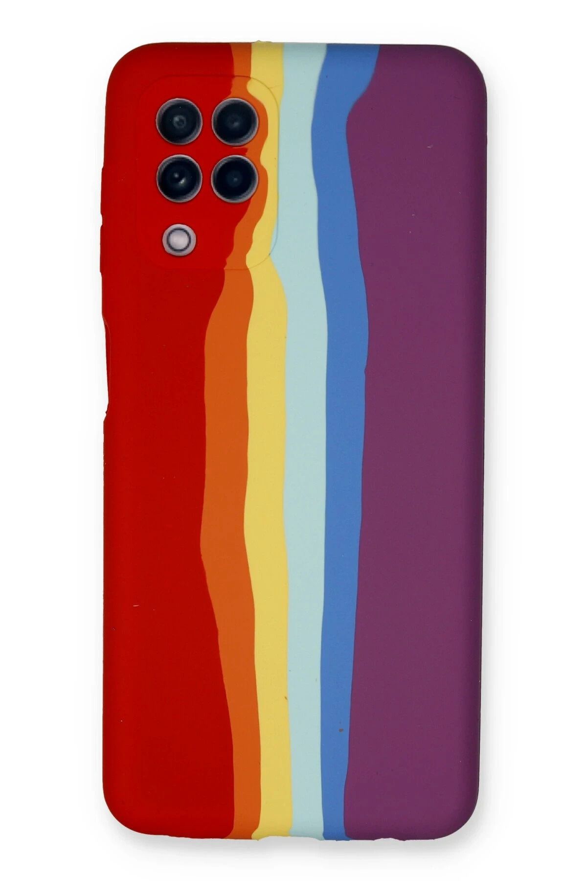 NewFace Samsung Galaxy A22 Kılıf Ebruli Lansman Silikon - Kırmızı-Mor FERRG