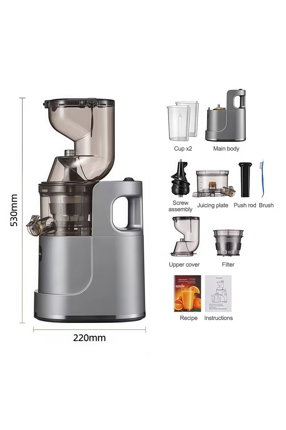 ET-LIFE-Slow Masticating Juicer, Slow juicer, Fruit/Vegetable Juicer, Cold Press Juicer with High Output 6