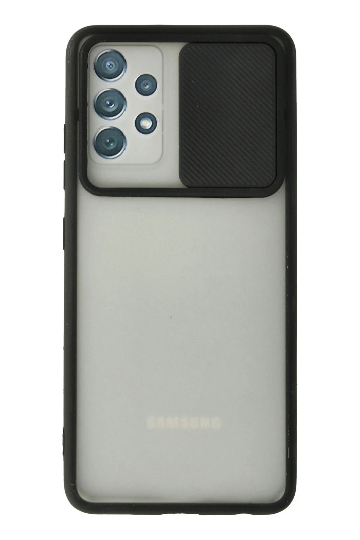 NewFace Samsung Galaxy A52 Kılıf Palm Buzlu Kamera Sürgülü Silikon - Siyah JOJUA
