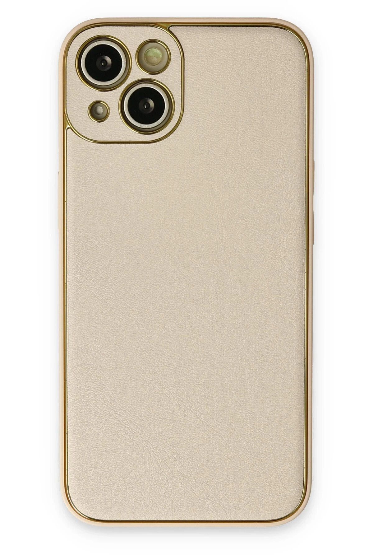 NewFace iPhone 14 Kılıf Coco Deri Silikon Kapak - Gold NRMSA