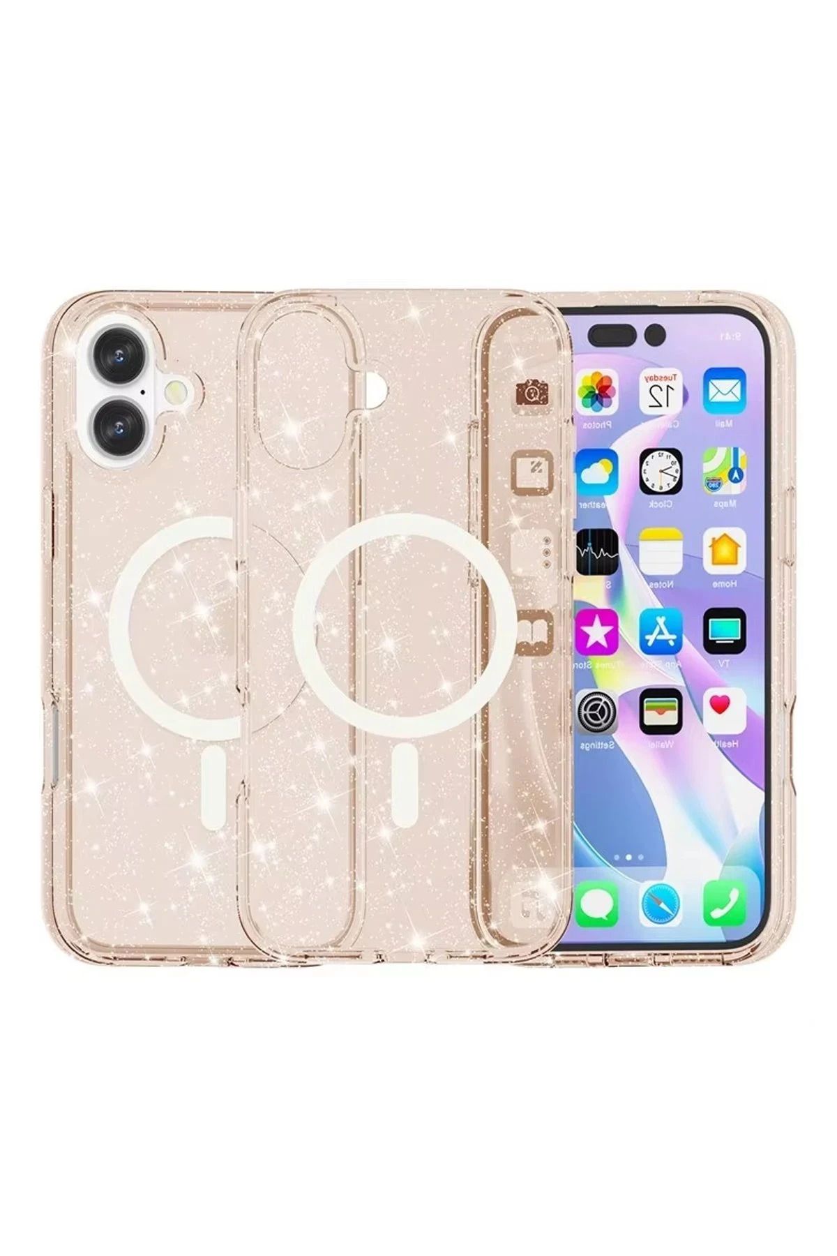 NewFace iPhone 16 Plus Kılıf Glow Magsafe Kapak - Turuncu HNZRN