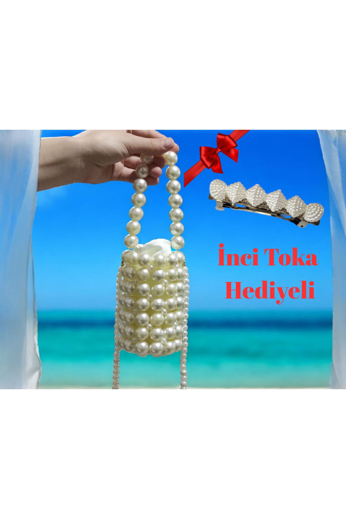Silindir Çanta - Incili Çanta - Silindir El Çantası - Omuz Çantası Iç Astar Ve Inci Toka Hediyelidir