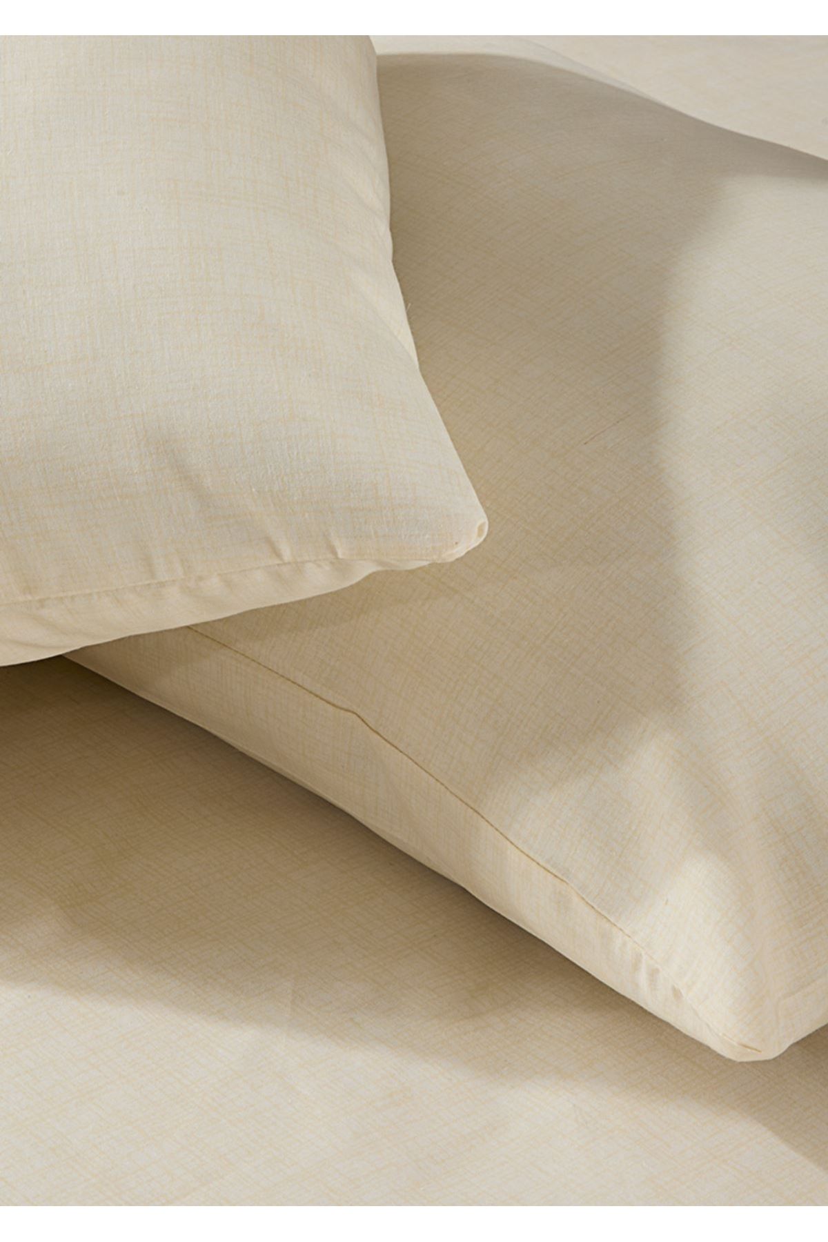 Sivalde-Double Fitted Cream Pillowcase Elastic Sheet Set 2