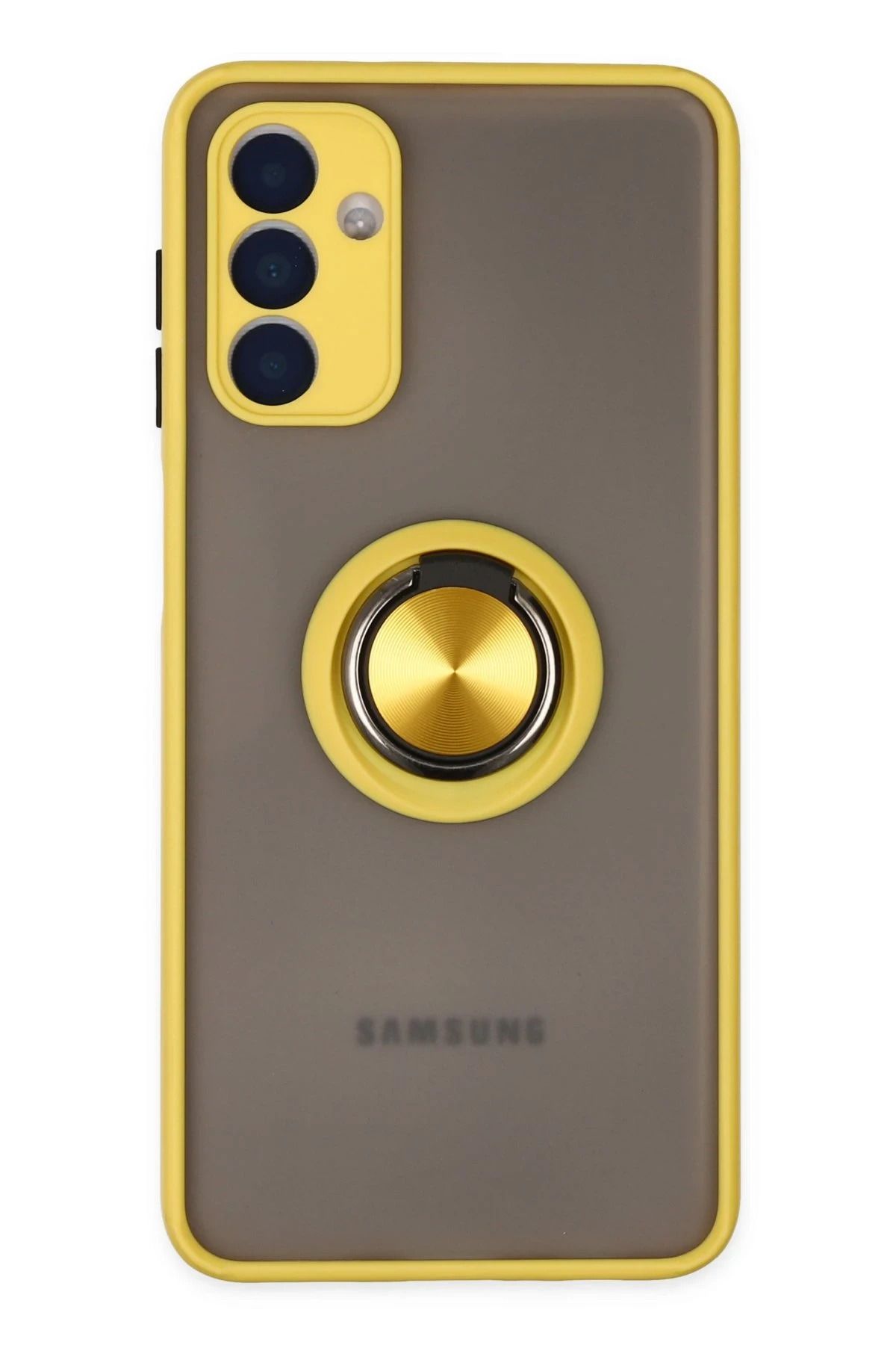 NewFace Samsung Galaxy A04S Kılıf Montreal Yüzüklü Silikon Kapak - Sarı INSLM
