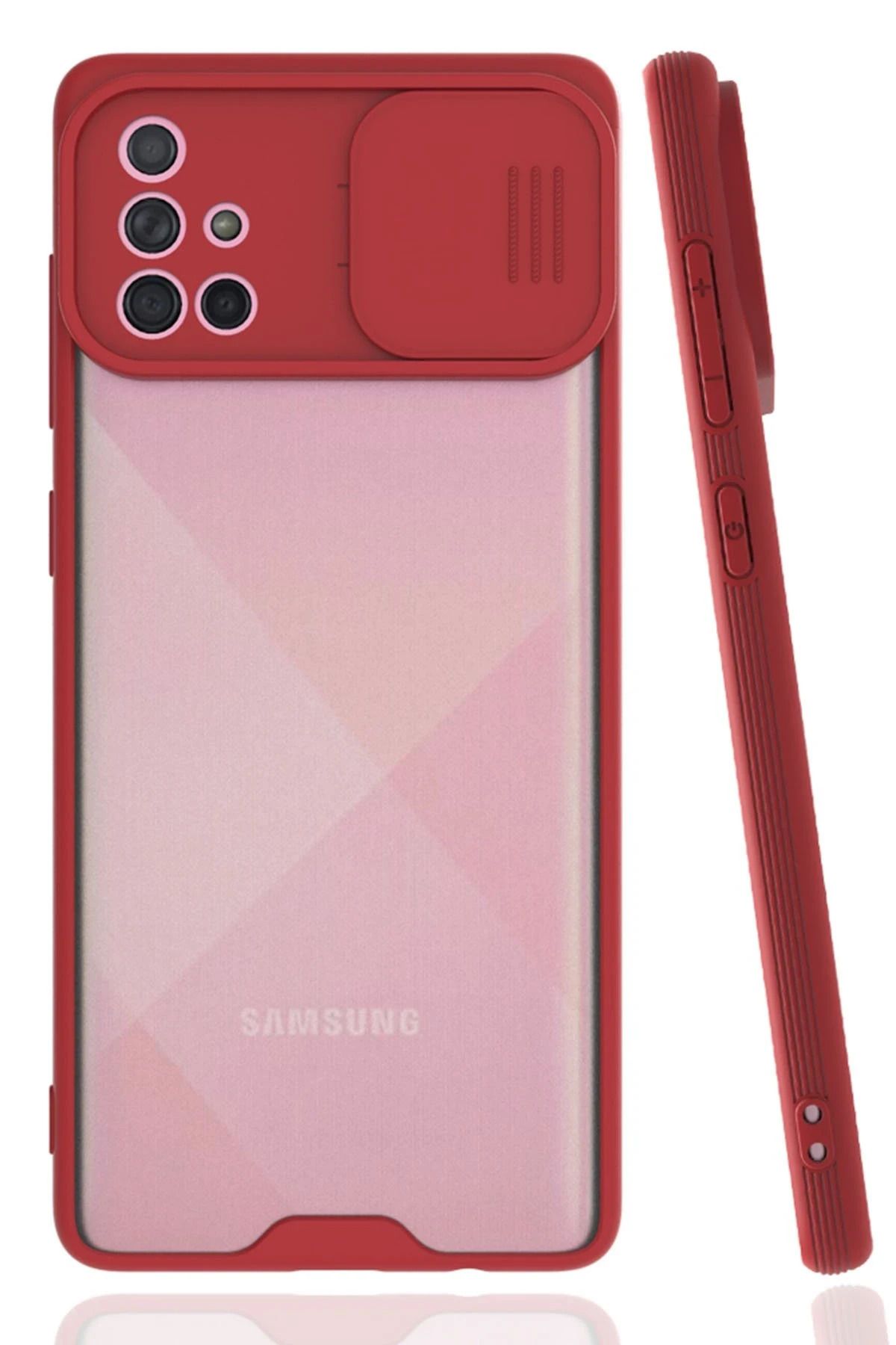 NewFace Samsung Galaxy A71 Kılıf Platin Kamera Koruma Silikon - Kırmızı YNSMR