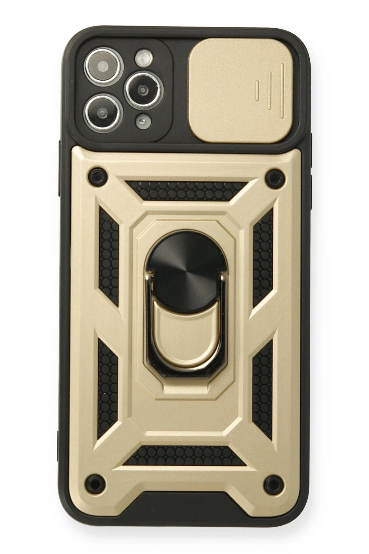 NewFace iPhone 11 Pro Max Kılıf Pars Lens Yüzüklü Silikon - Gold NRMSA