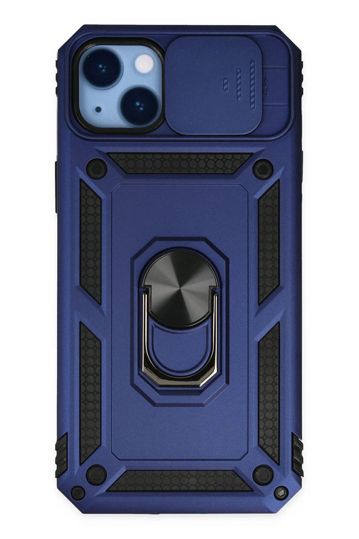 NewFace iPhone 14 Plus Kılıf Pars Lens Yüzüklü Silikon - Lacivert JOJUA