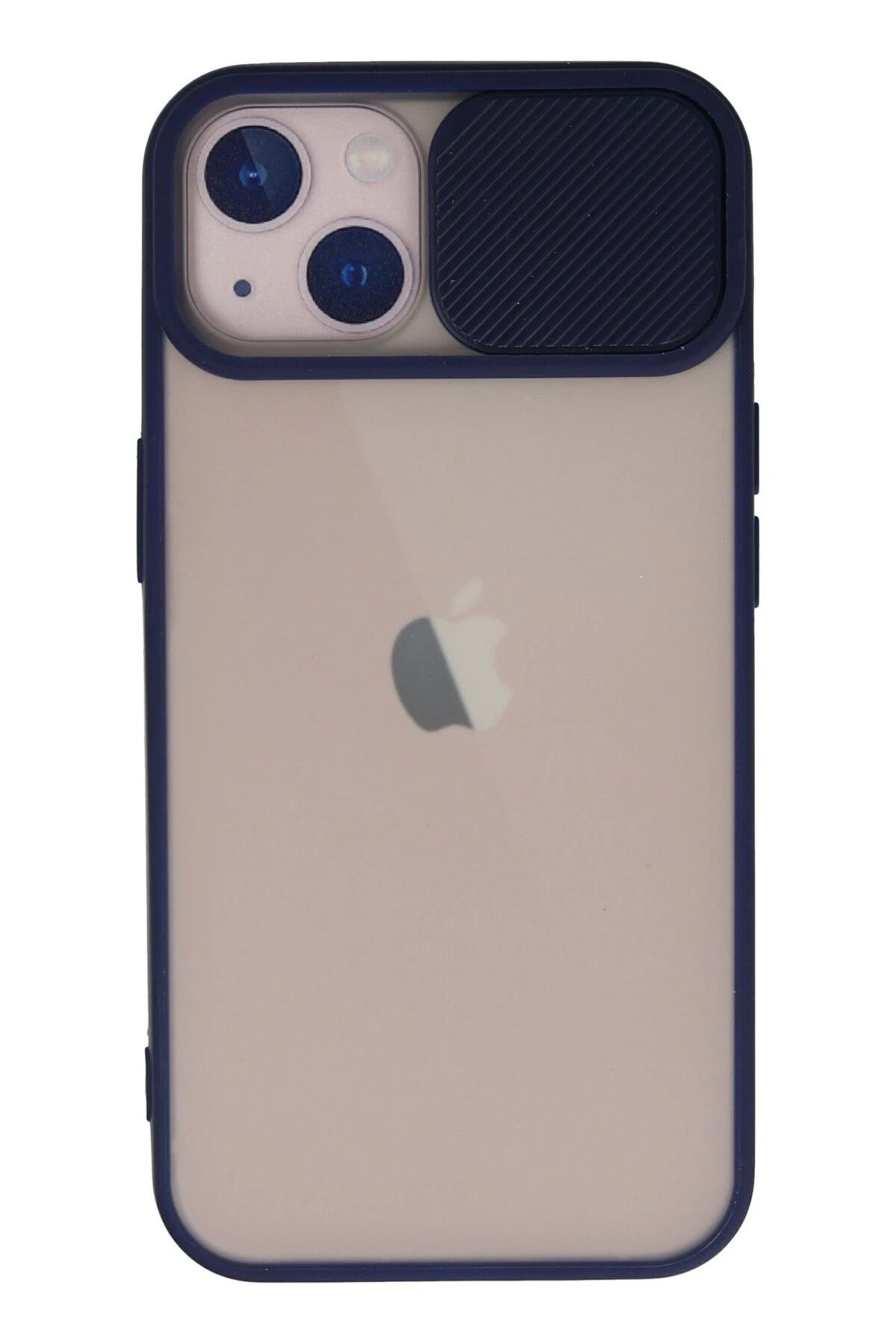 NewFace iPhone 13 Kılıf Palm Buzlu Kamera Sürgülü Silikon - Lacivert JOJUA