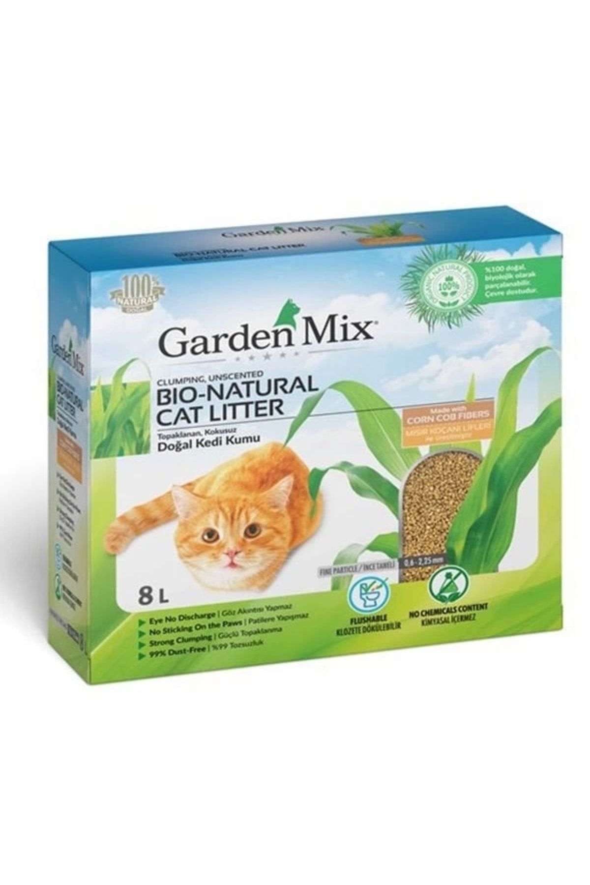 YNT İthalat Garden Mix Topaklanan Mısır Lifli Kedi Kumu 8 Lt