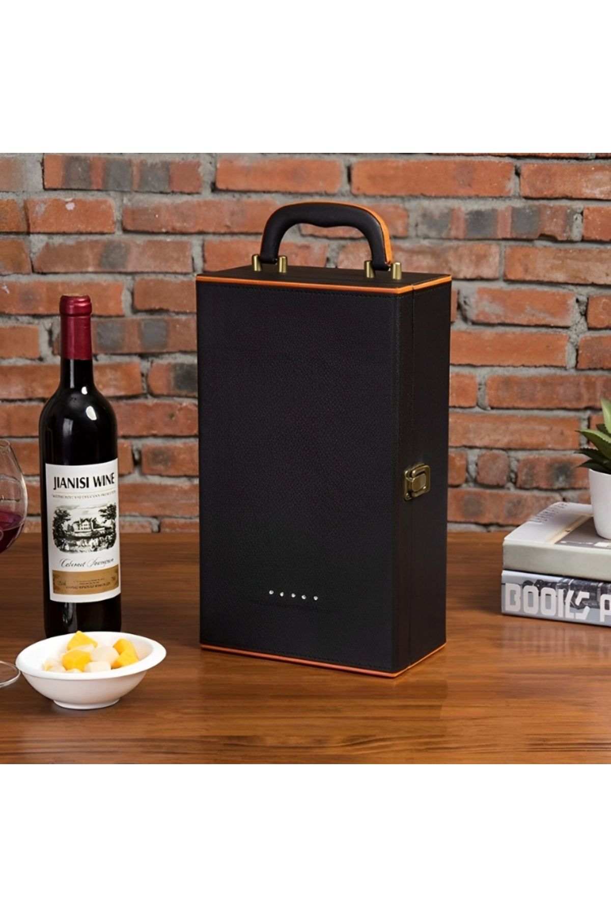 OEM-Deluxe Wine Box Set, Mindblower, for 2 bottles, with wine accessories included, orange interior 8
