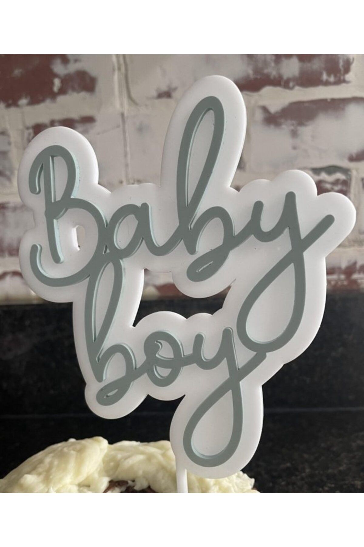 ÇAKRA Pleksi Baby Boy Yazılı Mavi Erkek Bebek, Çocuk Pasta Süsü