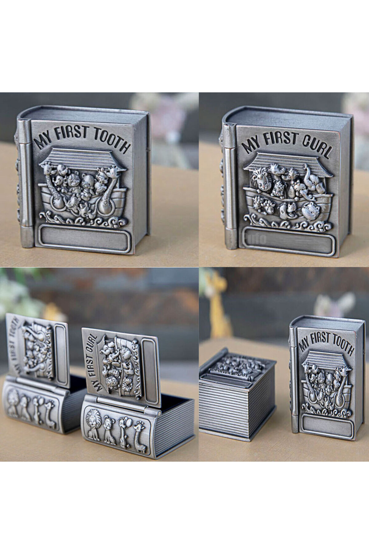 PUFO-Set of 2 antimony boxes Pufo Little Child for the first strand and the first tooth, 4 cm 3