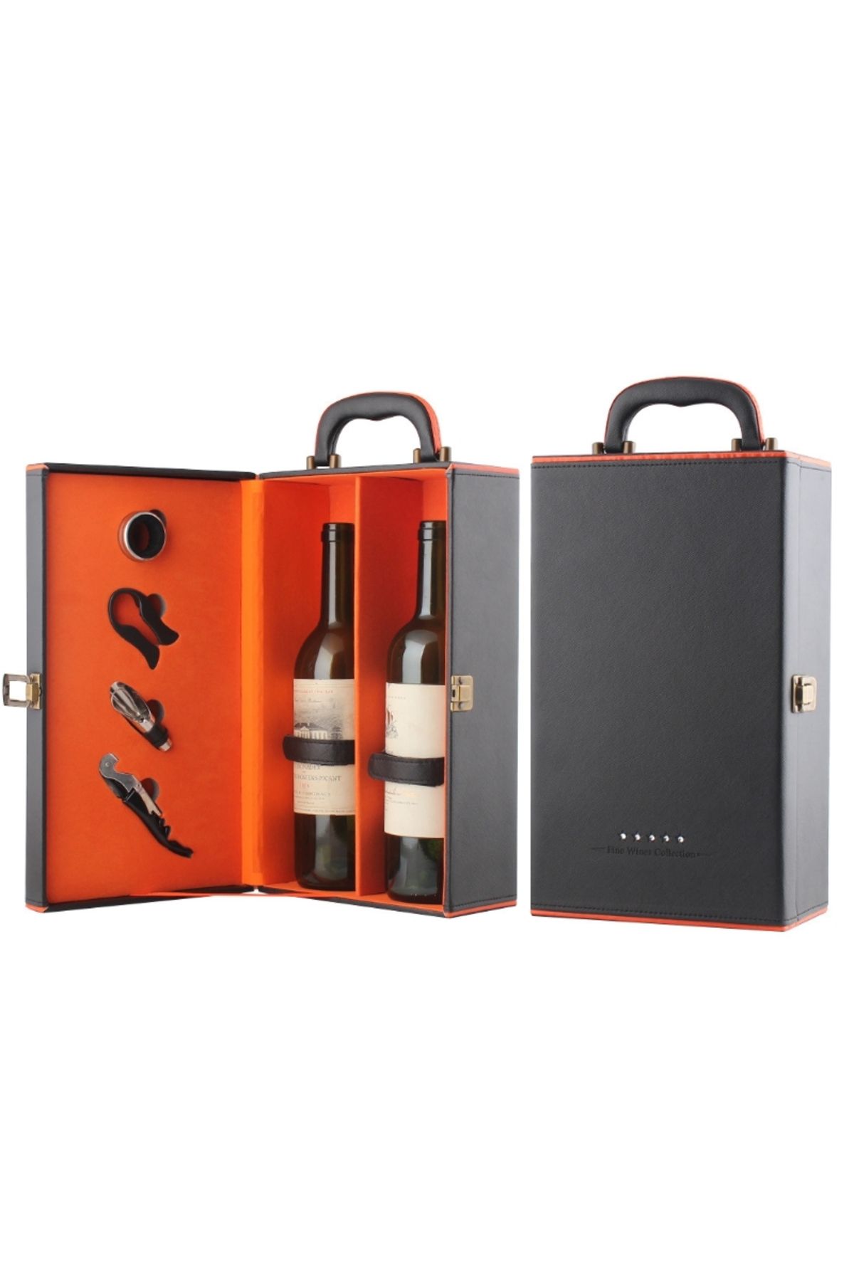 OEM-Deluxe Wine Box Set, Mindblower, for 2 bottles, with wine accessories included, orange interior 7