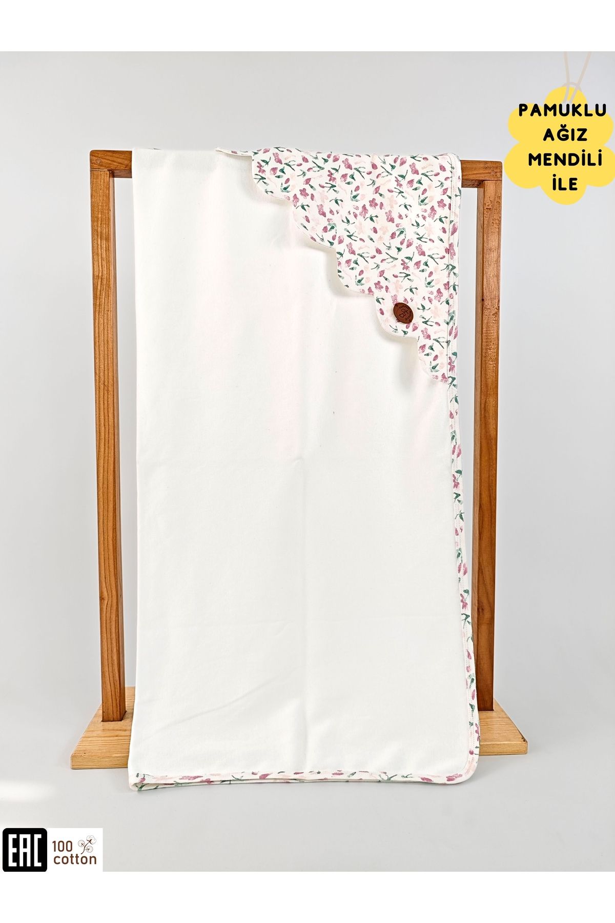 Tomuycuk %100 Pamuklu Kız Bebek Battaniyesi Tek Katlı Mevsimlik Puset Örtüsü Hediyelik Yenidoğan 90x90cm