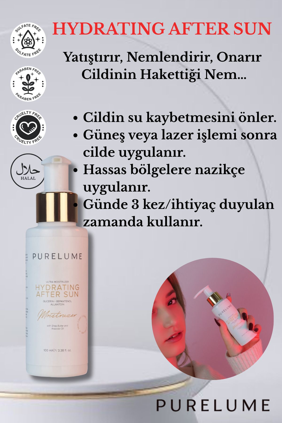 Pure Lume-PURELUME 100 ML Intensive Moisturizing Cream for After Sun and Daily Use 3