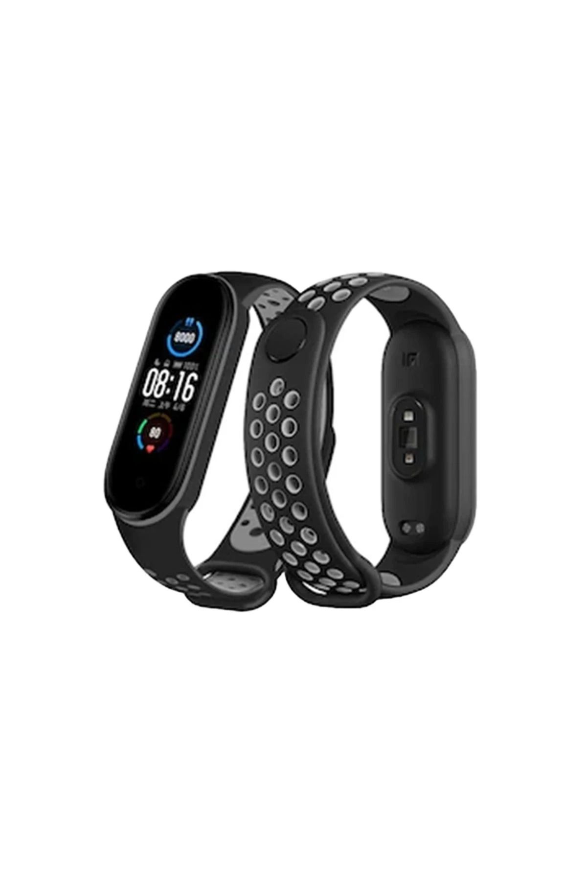NewFace Xiaomi Mi Band 6 Spor Delikli Kordon - Siyah-Gri INSLM