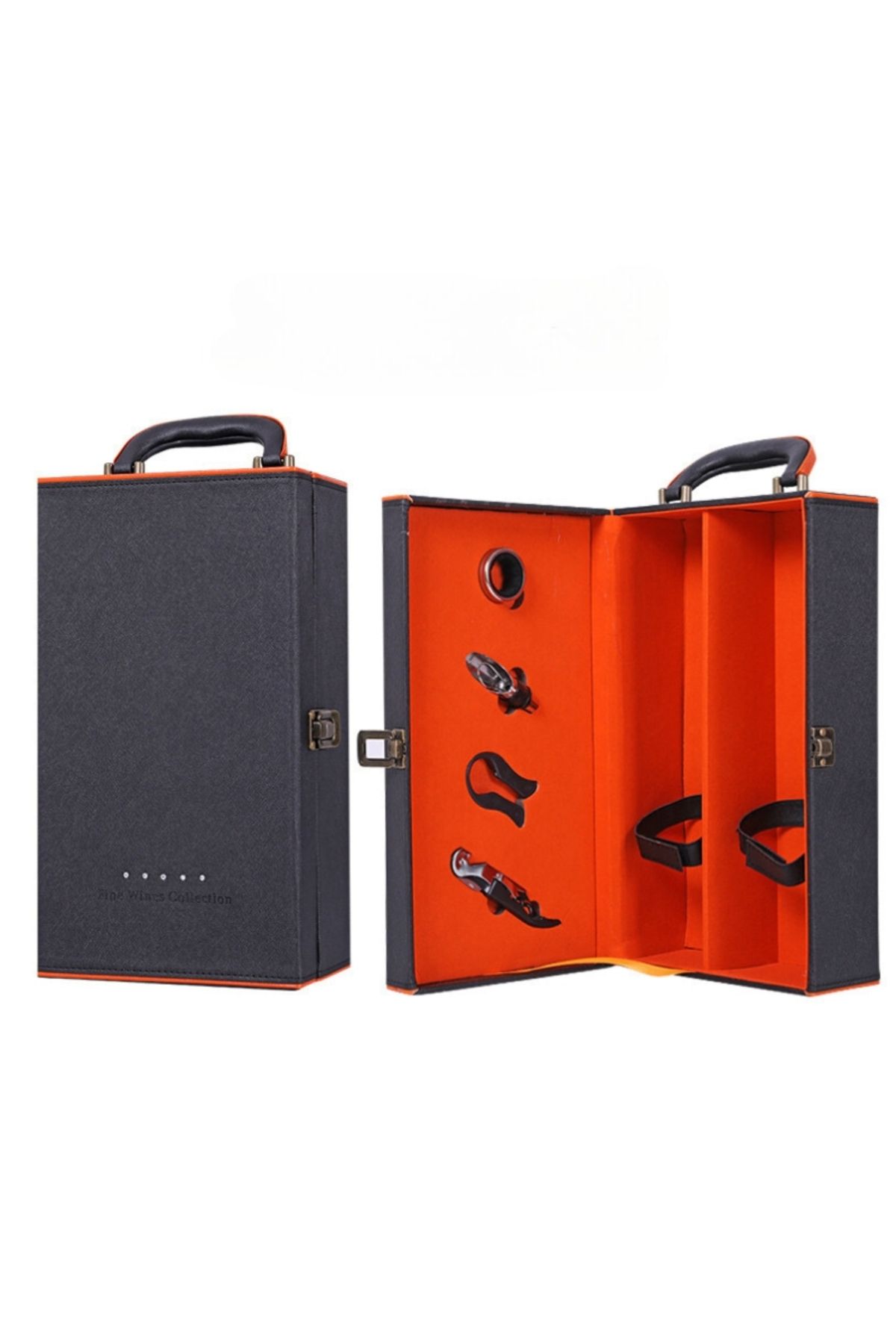 OEM-Deluxe Wine Box Set, Mindblower, for 2 bottles, with wine accessories included, orange interior 3